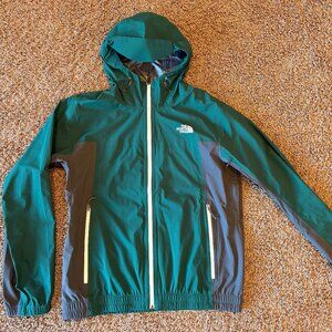 Men's North Face Rain Jacket Green & Gray Size Large EUC